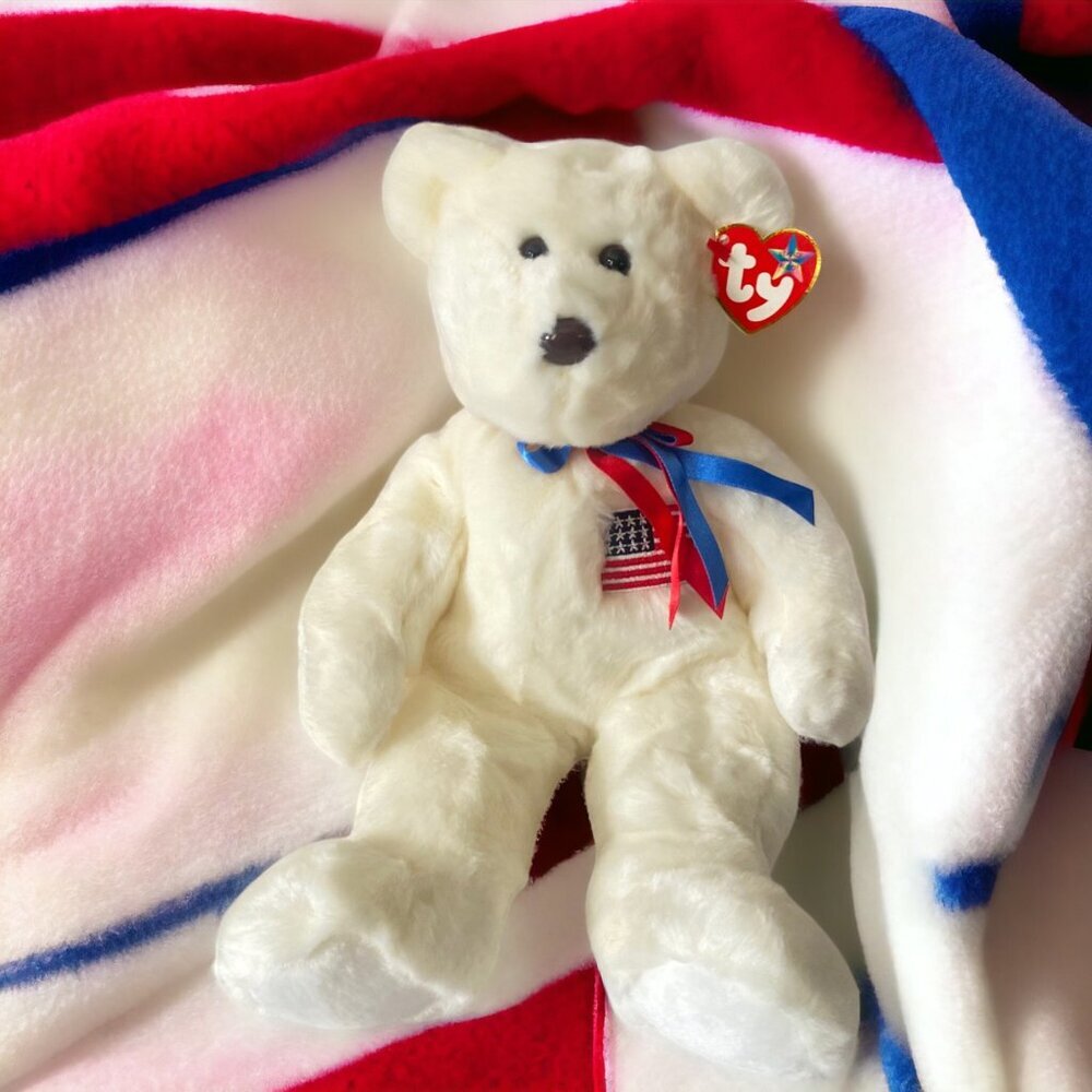 Ty Beanie Buddies Collection Libearty Bear Plush With Flag Embroidery 2000 w/Tag